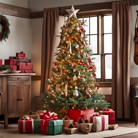 圣诞节室内圣诞树圣诞礼物图片